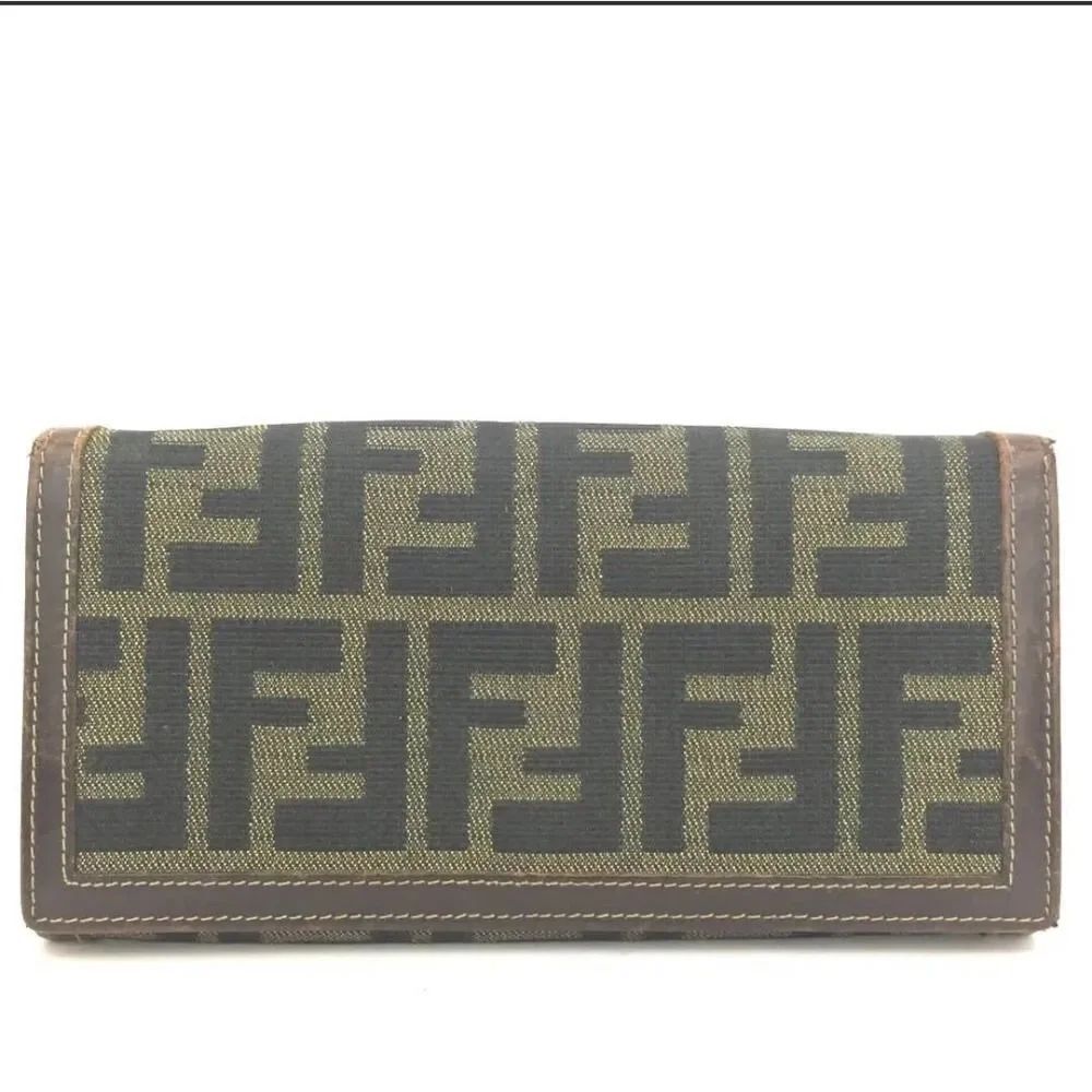 FENDI Zucca Canvas Leather Bifold Long Wallet/1J2133